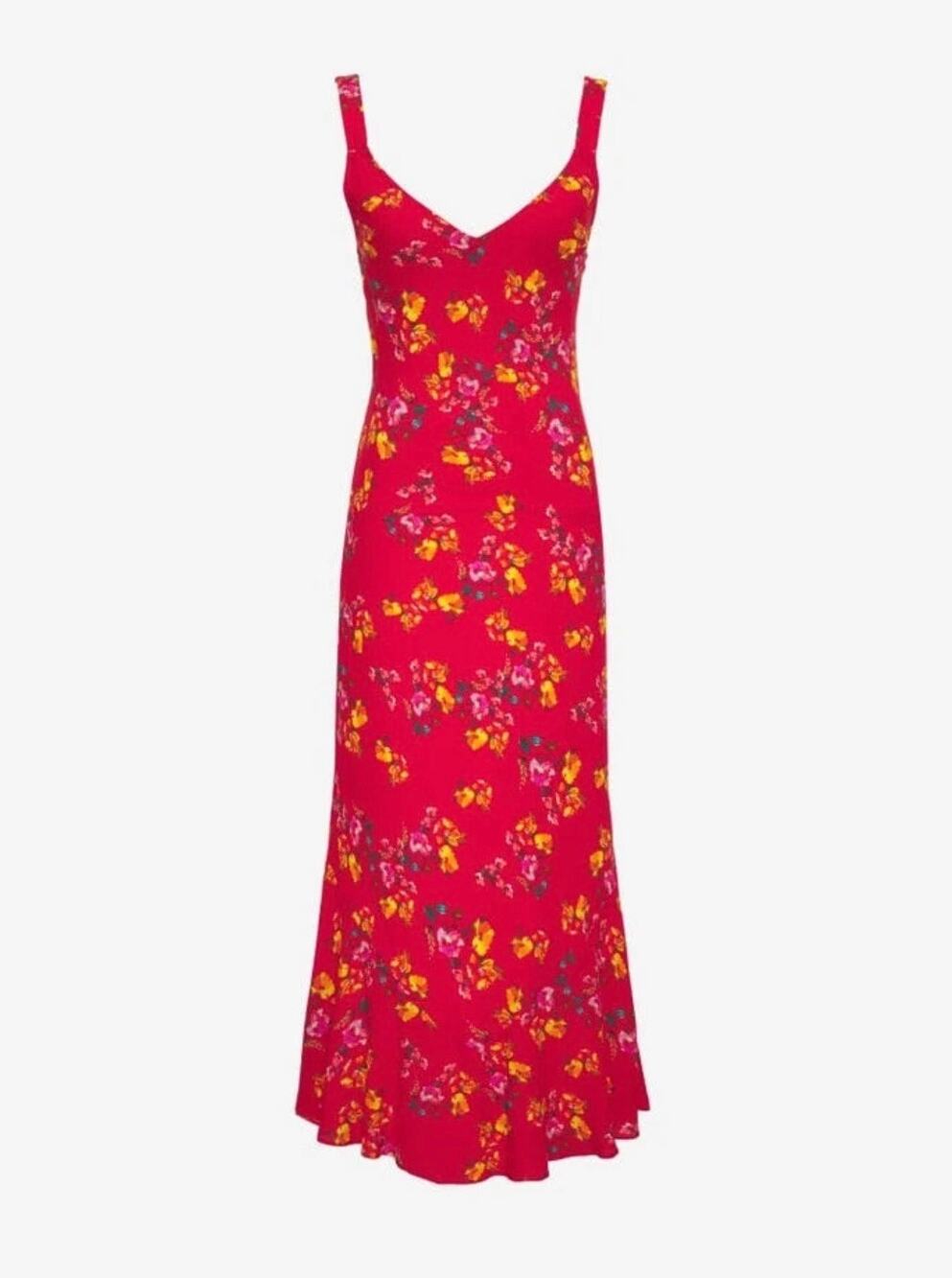 NWT Rumored Sunnyside Floral Maxi Dress Women's XS Havana Bloom Red Cottagecore